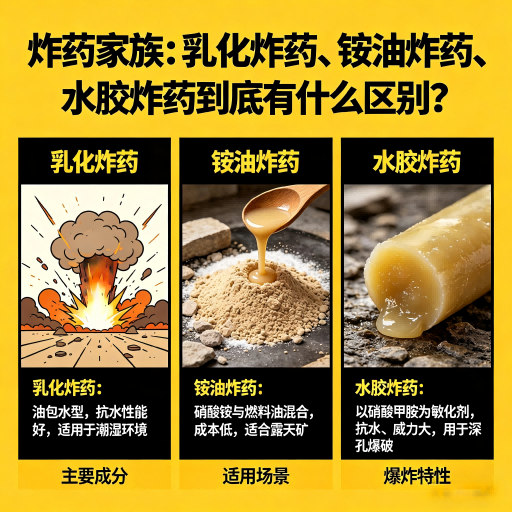 武都炸药家族：乳化炸药、铵油炸药、水胶炸药到底有什么区别？